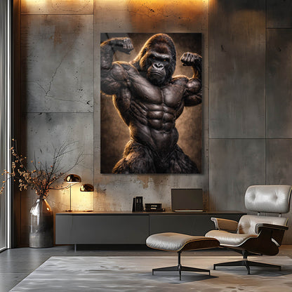 Kaslı Goril Bodybuilder Cam Tablo