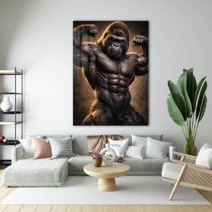 Kaslı Goril Bodybuilder Cam Tablo