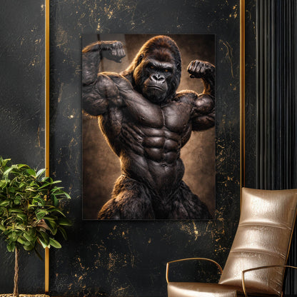 Kaslı Goril Bodybuilder Cam Tablo