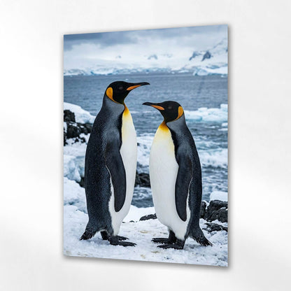 Penguen Çift Kutup Cam Tablo