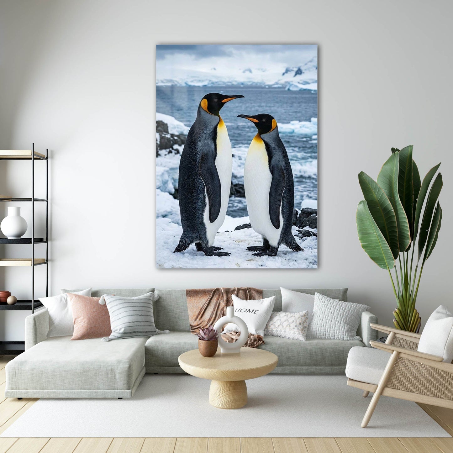 Penguen Çift Kutup Cam Tablo