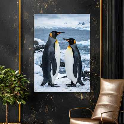 Penguen Çift Kutup Cam Tablo