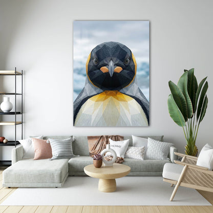 Low Poly Penguen Modern Cam Tablo