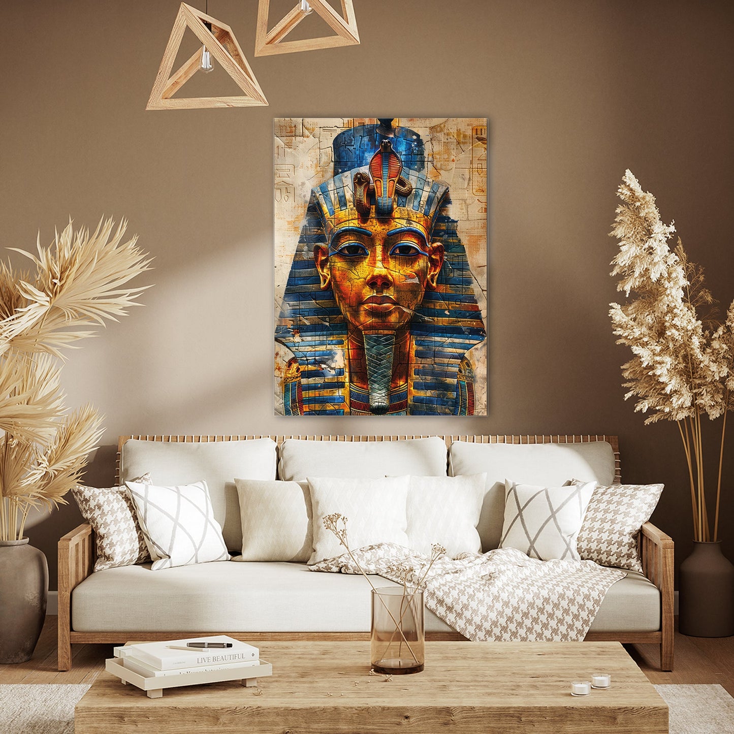 Antik Mısır Firavun Maskesi Cam Tablo