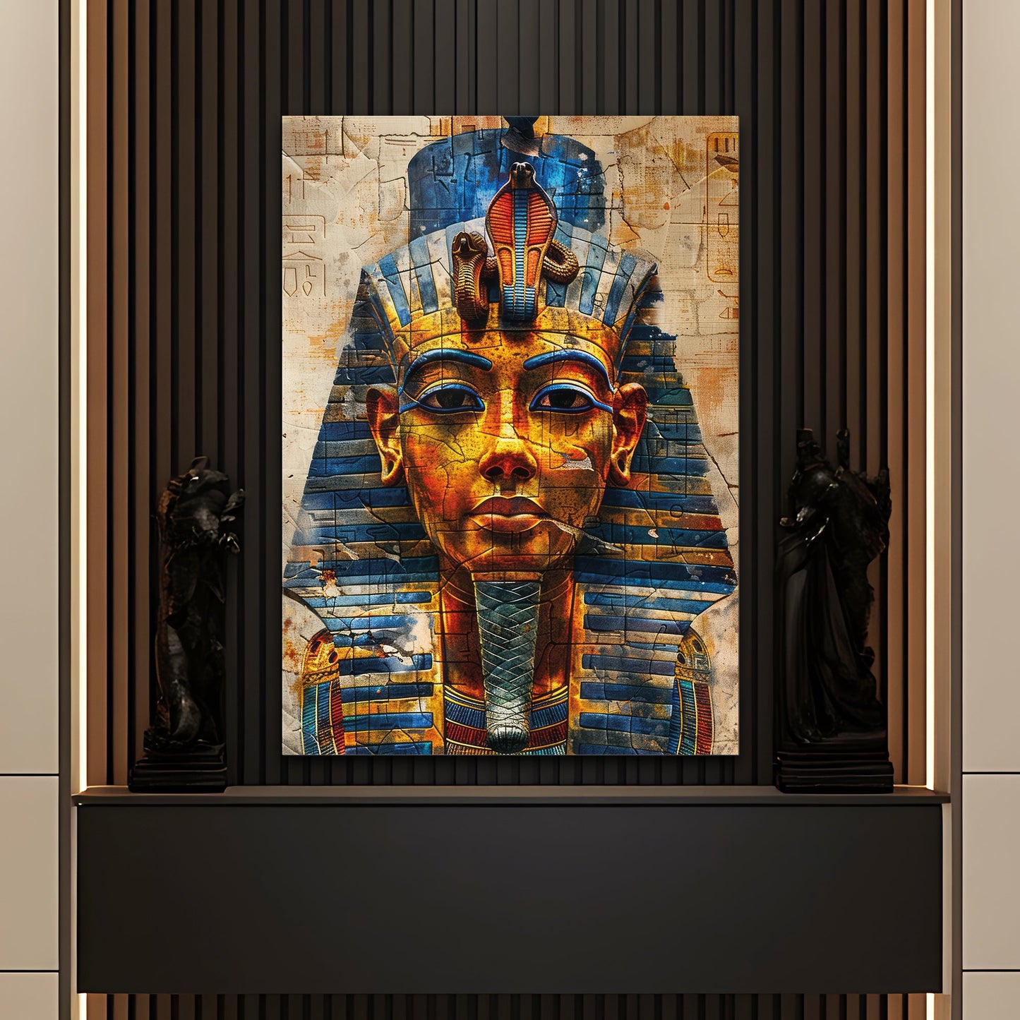 Antik Mısır Firavun Maskesi Cam Tablo