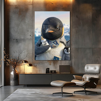 Penguen Bebek Sevimli Cam Tablo