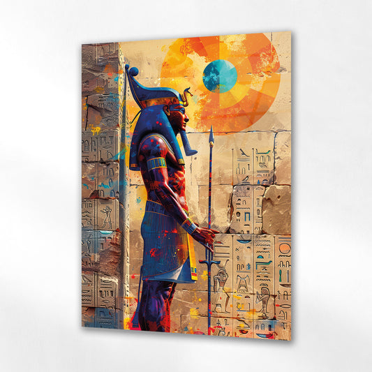 Antik Mısır Ra Güneş Tanrısı Cam Tablo