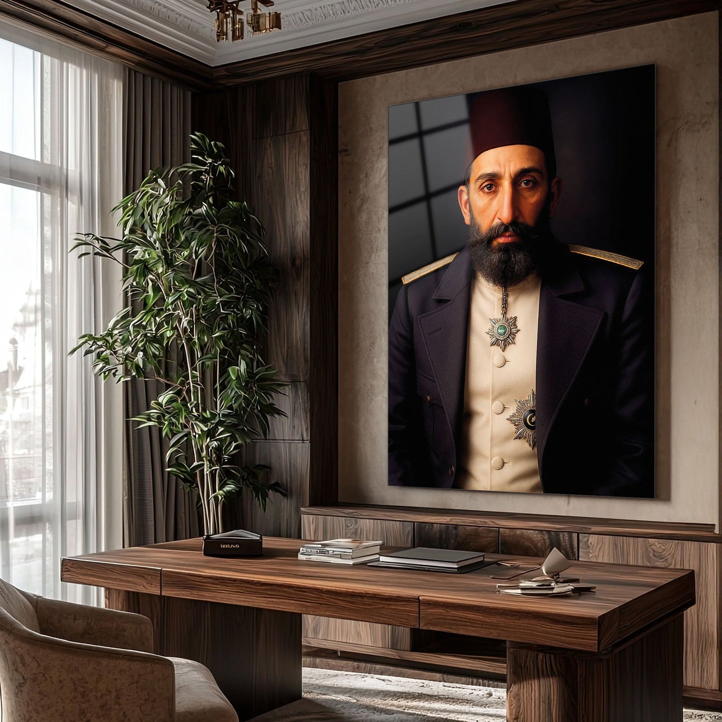 Sultan Abdülhamid Han Tarihi Portre Cam Tablo