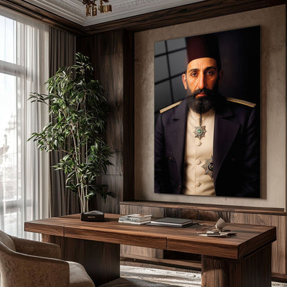 Sultan Abdülhamid Han Tarihi Portre Cam Tablo