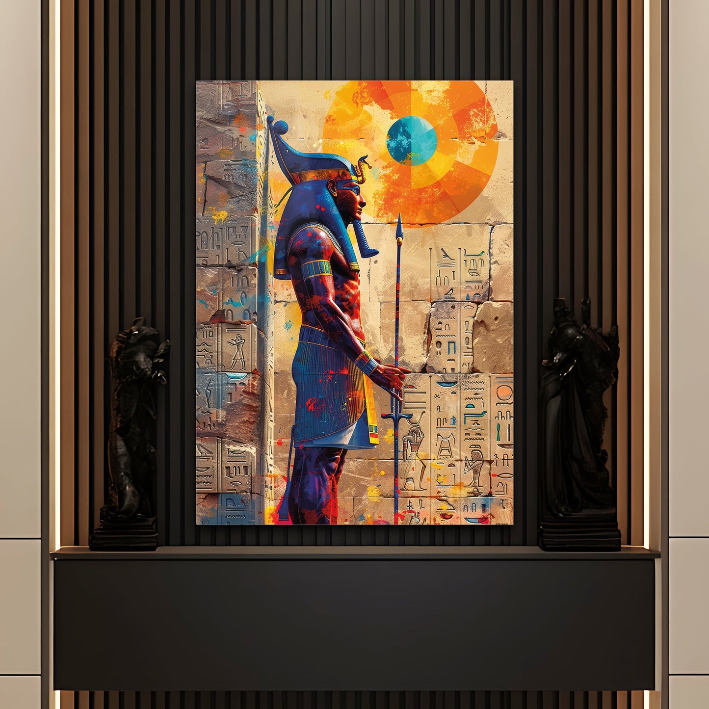 Antik Mısır Ra Güneş Tanrısı Cam Tablo