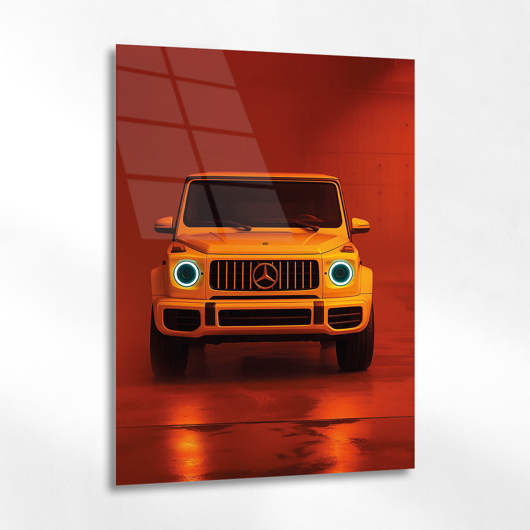 Mercedes G Serisi Cam Tablo – Turuncu Modern Arka Plan