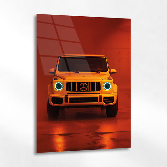 Mercedes G Serisi Cam Tablo – Turuncu Modern Arka Plan