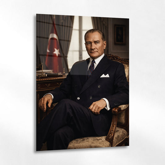 Atatürk Makam Odası Klasik Resmi Portre Cam Tablo