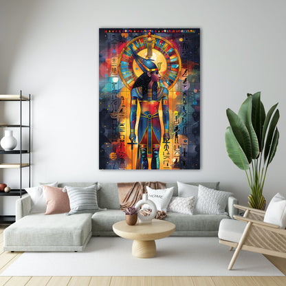 Antik Mısır Tanrıçası Cam Tablo – Güneş Diskli Tanrıça