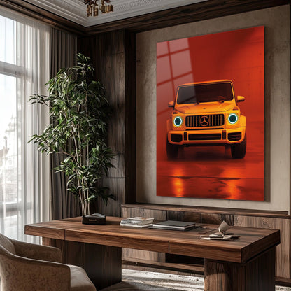 Mercedes G Serisi Cam Tablo – Turuncu Modern Arka Plan