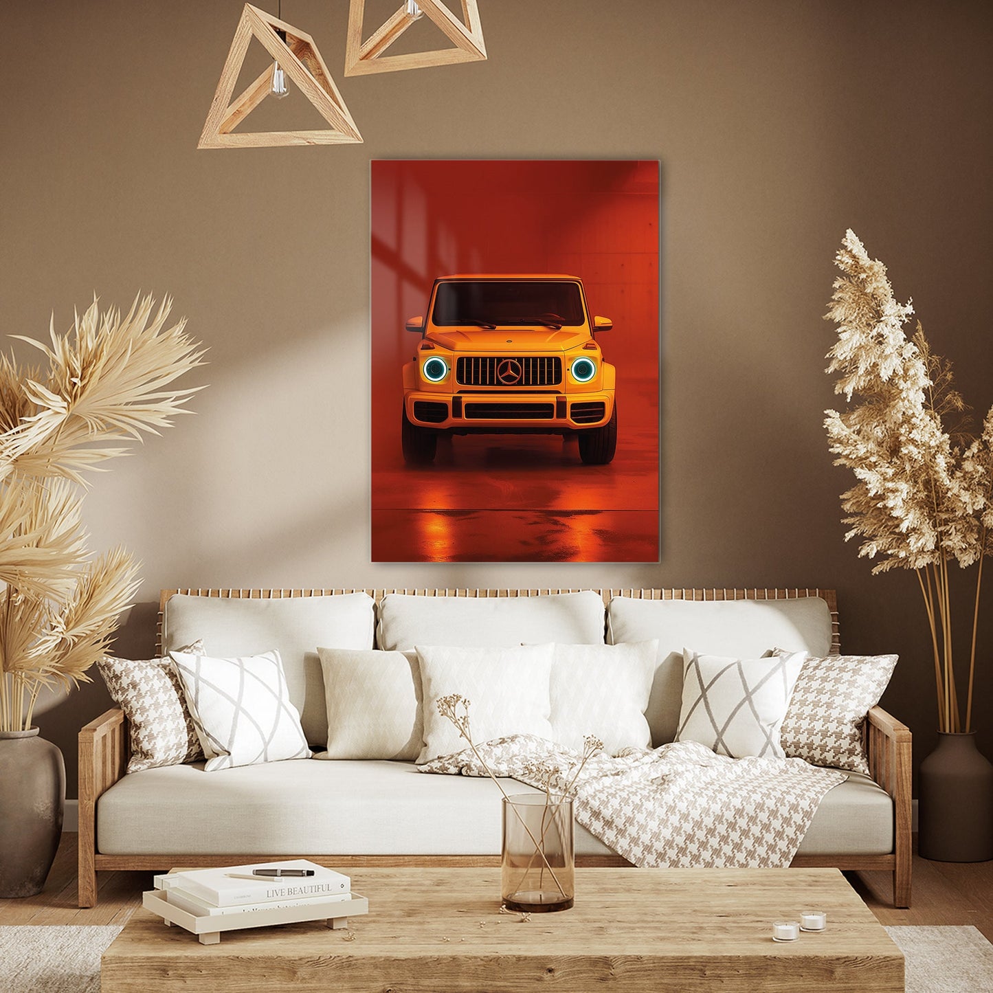 Mercedes G Serisi Cam Tablo – Turuncu Modern Arka Plan