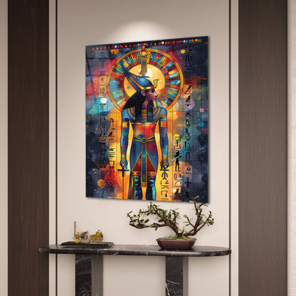 Antik Mısır Tanrıçası Cam Tablo – Güneş Diskli Tanrıça