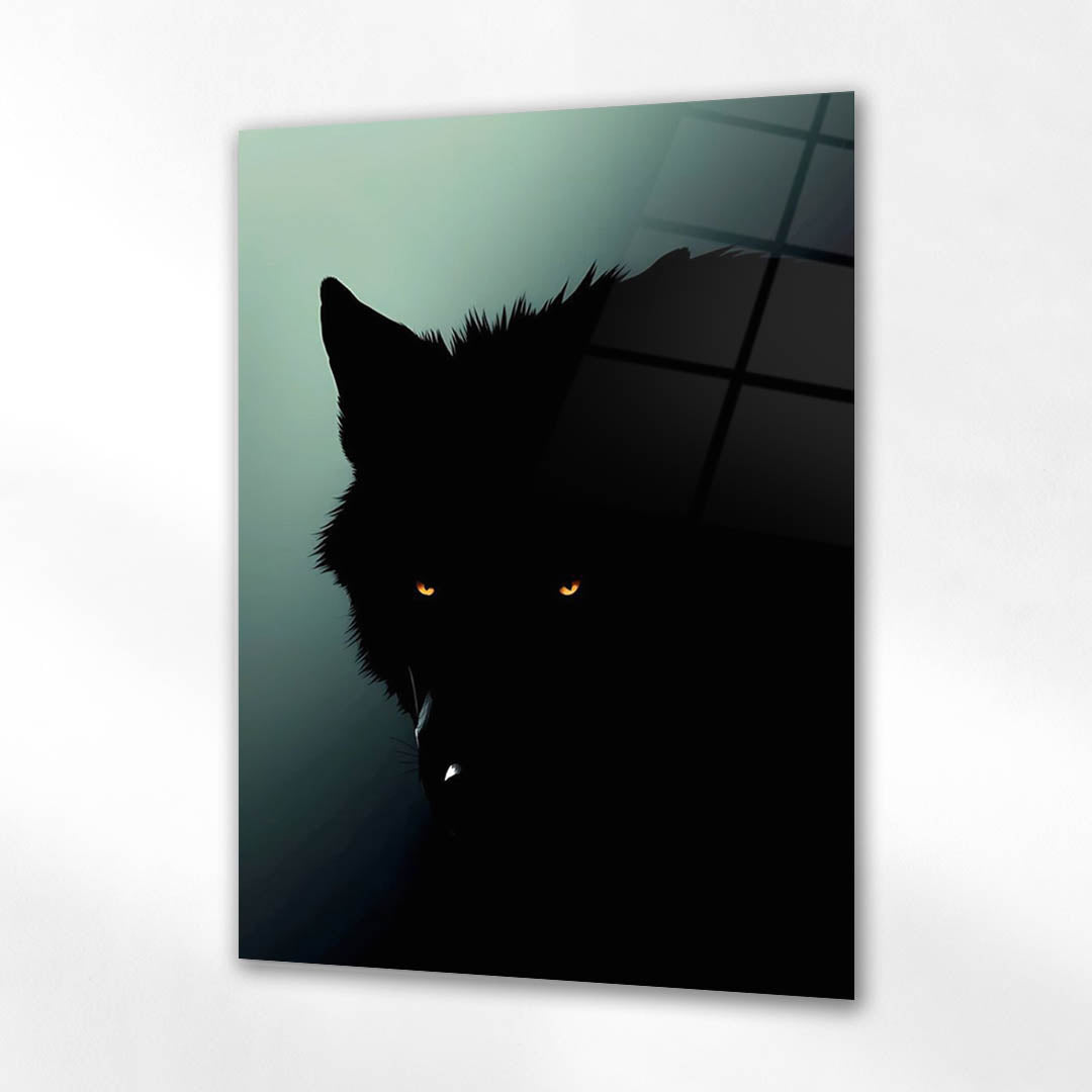 Gölgede Kurt Siluet Modern Cam Tablo