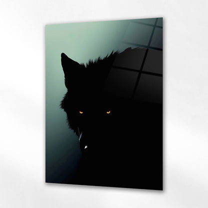 Gölgede Kurt Siluet Modern Cam Tablo