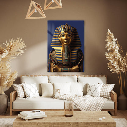 Antik Mısır Firavunu Cam Tablo – Tutankhamon Altın Maskesi