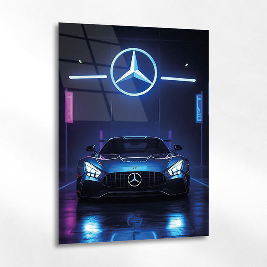 Mercedes AMG Cam Tablo – Neon Işıklar Gece Sahnesi
