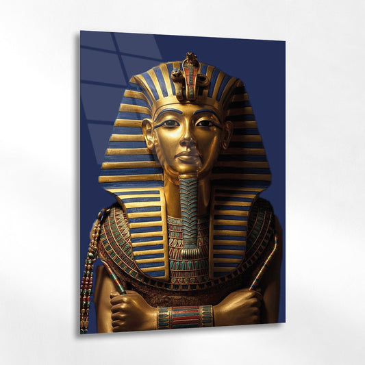 Antik Mısır Firavunu Cam Tablo – Tutankhamon Altın Maskesi