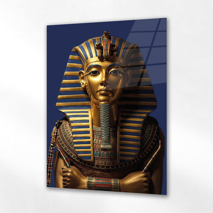Antik Mısır Firavunu Cam Tablo – Tutankhamon Altın Maskesi
