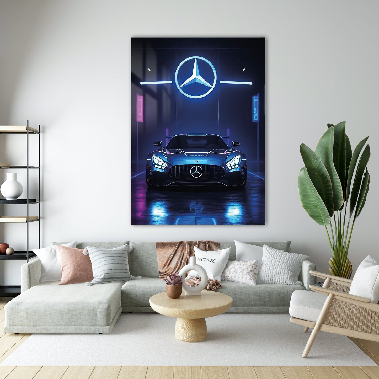 Mercedes AMG Cam Tablo – Neon Işıklar Gece Sahnesi