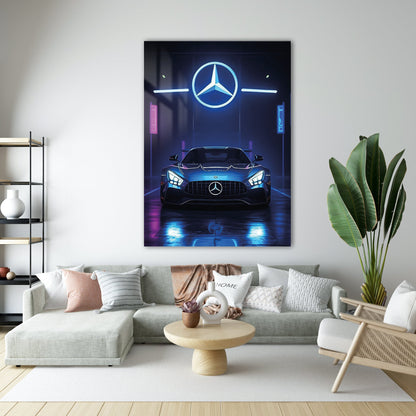 Mercedes AMG Cam Tablo – Neon Işıklar Gece Sahnesi