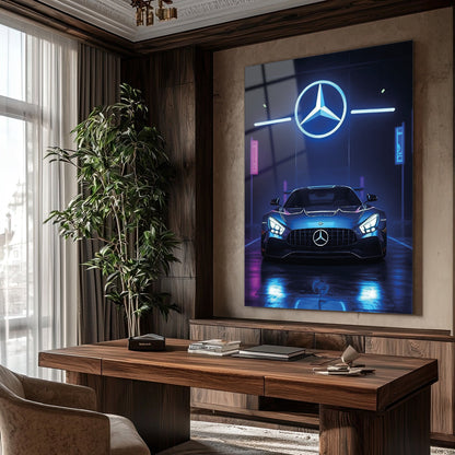 Mercedes AMG Cam Tablo – Neon Işıklar Gece Sahnesi