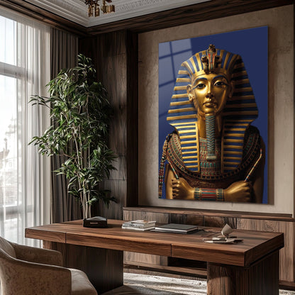 Antik Mısır Firavunu Cam Tablo – Tutankhamon Altın Maskesi