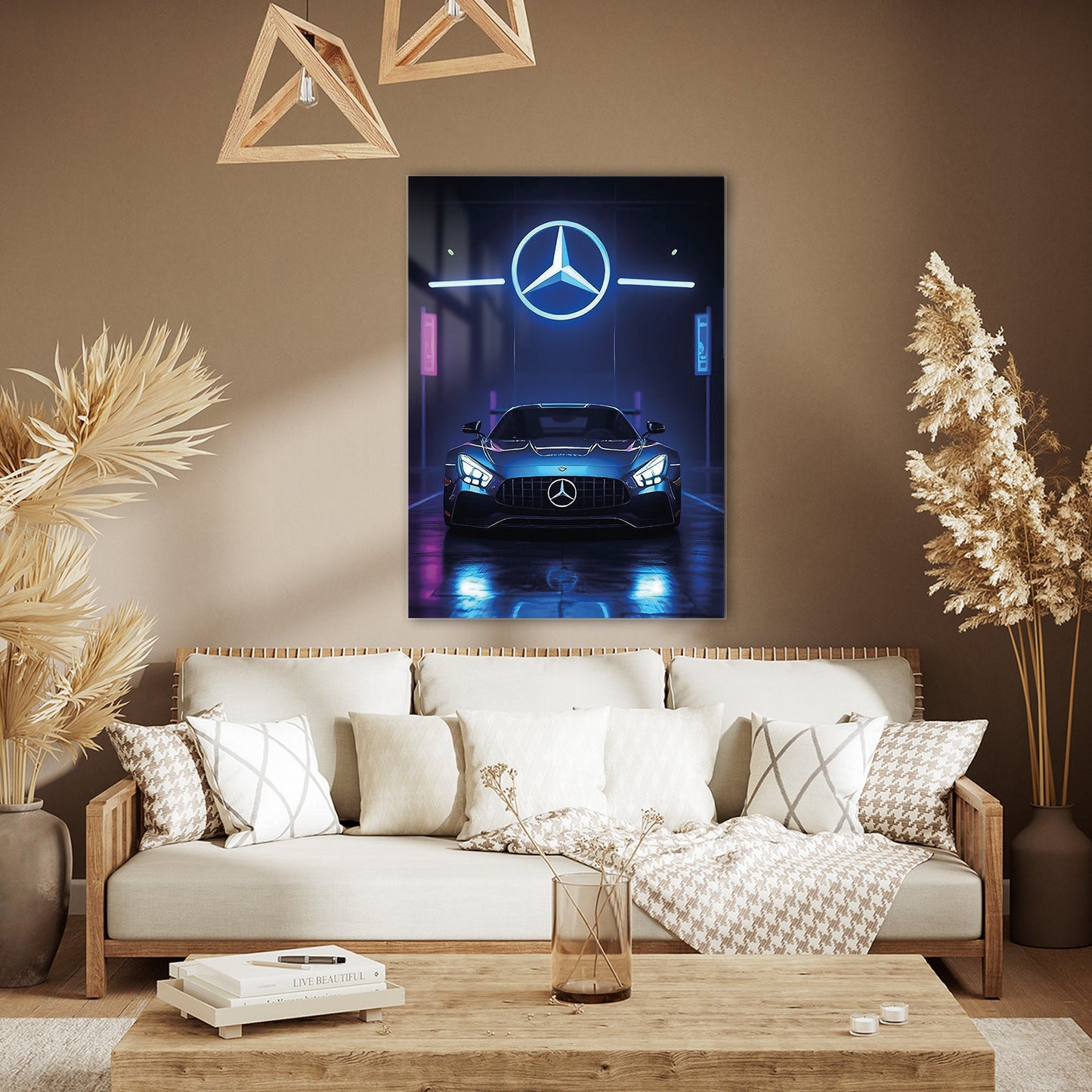 Mercedes AMG Cam Tablo – Neon Işıklar Gece Sahnesi