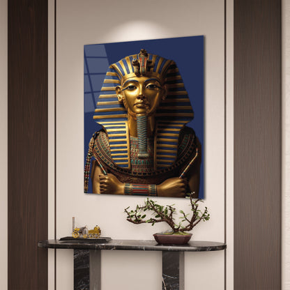 Antik Mısır Firavunu Cam Tablo – Tutankhamon Altın Maskesi