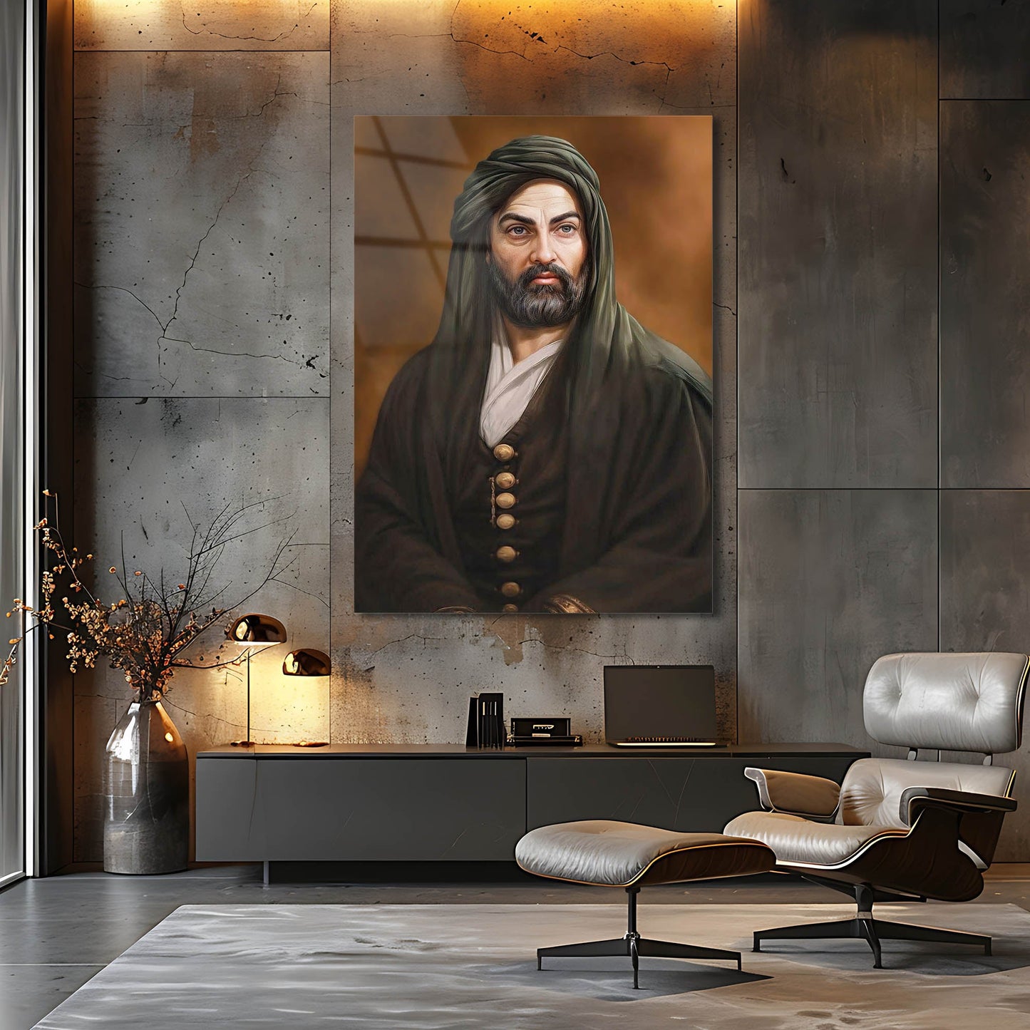 Hz. Ali Portre Cam Tablo – Klasik Osmanlı Stil