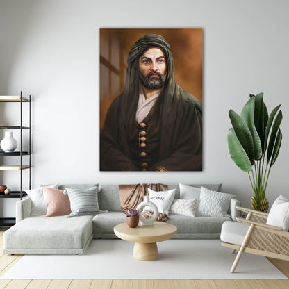 Hz. Ali Portre Cam Tablo – Klasik Osmanlı Stil
