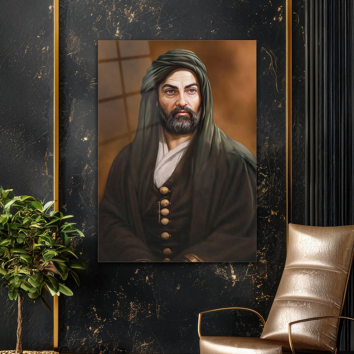 Hz. Ali Portre Cam Tablo – Klasik Osmanlı Stil