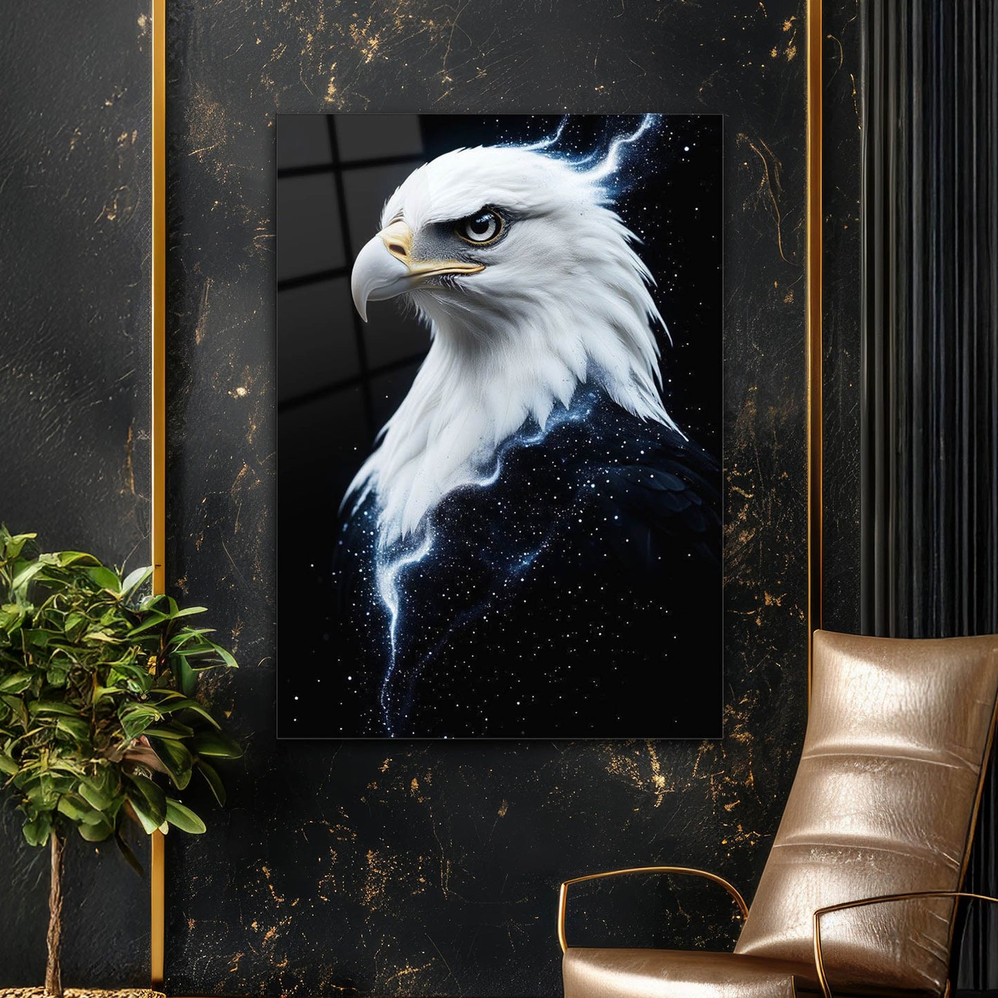Kozmik Kartal Modern Sanat Cam Tablo