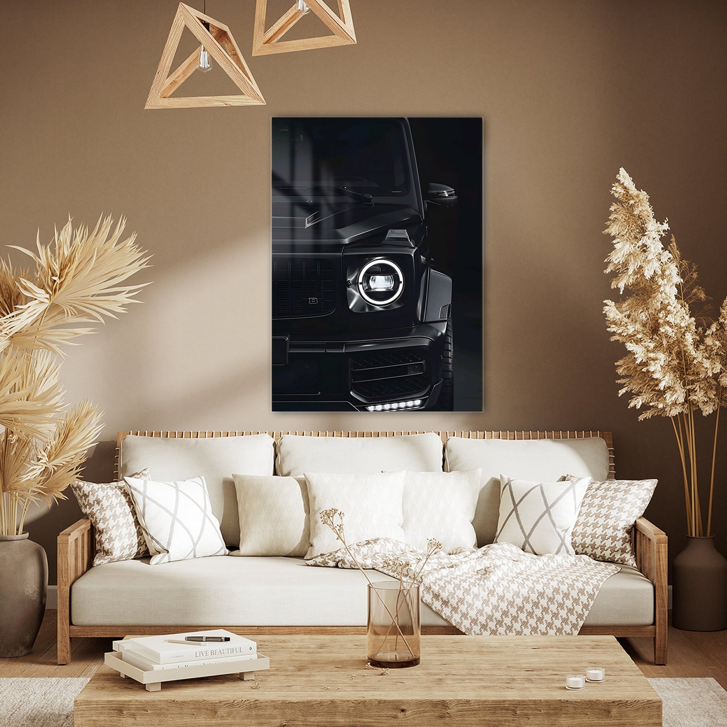 Mercedes-Benz G Serisi Cam Tablo – Siyah Ön Detay - 4 mm Temperli Cam Tablo - Ev, ofis dekorasyon
