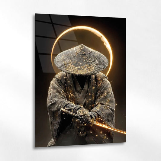 Samuray Savaşçısı Cam Tablo – Kılıçlı Gizemli Figür