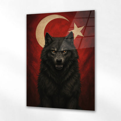 Kurt ve Ay Yıldız Milli Güç Temalı Cam Tablo