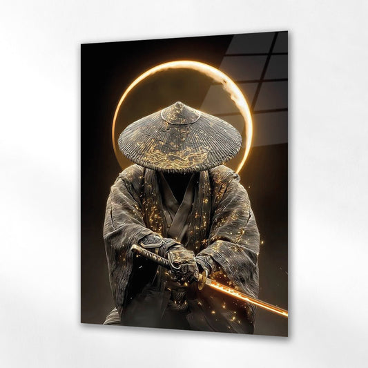 Samuray Savaşçısı Cam Tablo – Kılıçlı Gizemli Figür