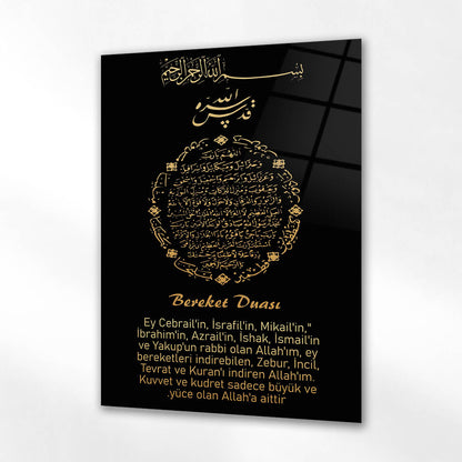Bereket Duası Siyah Gold Hat Yazılı Cam Tablo