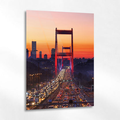 Boğaz Köprüsü Gün Batımı İstanbul Manzara Cam Tablo