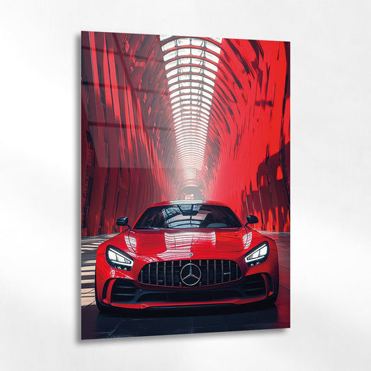 Mercedes AMG Kırmızı Tünel Cam Tablo
