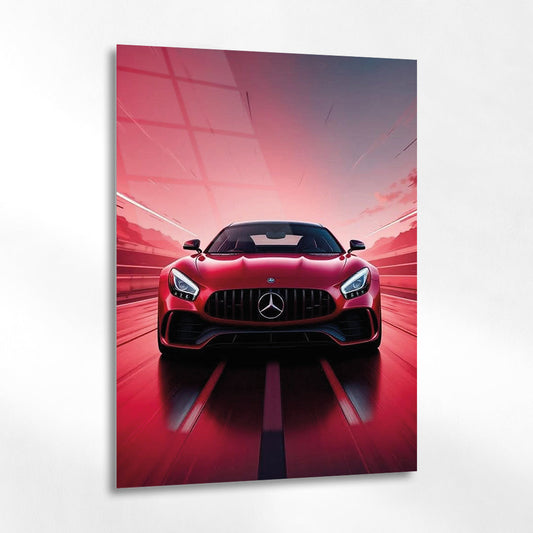 Mercedes AMG Kırmızı Hız Temalı Cam Tablo