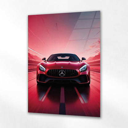 Mercedes AMG Kırmızı Hız Temalı Cam Tablo