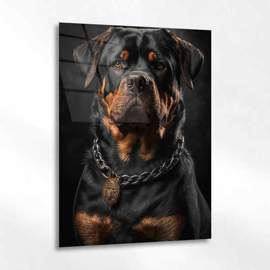 Kral Rottweiler Zincirli Cam Tablo