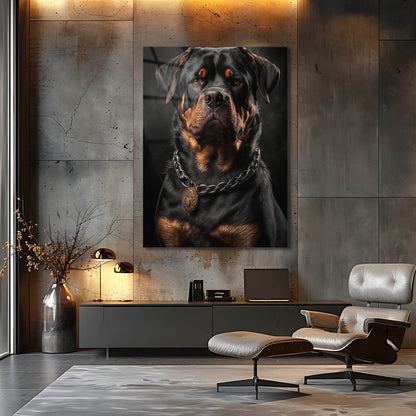 Kral Rottweiler Zincirli Cam Tablo