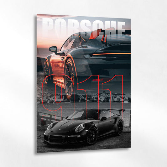 Porsche 911 Çift Tasarım Cam Tablo