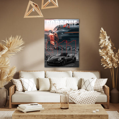 Porsche 911 Çift Tasarım Cam Tablo